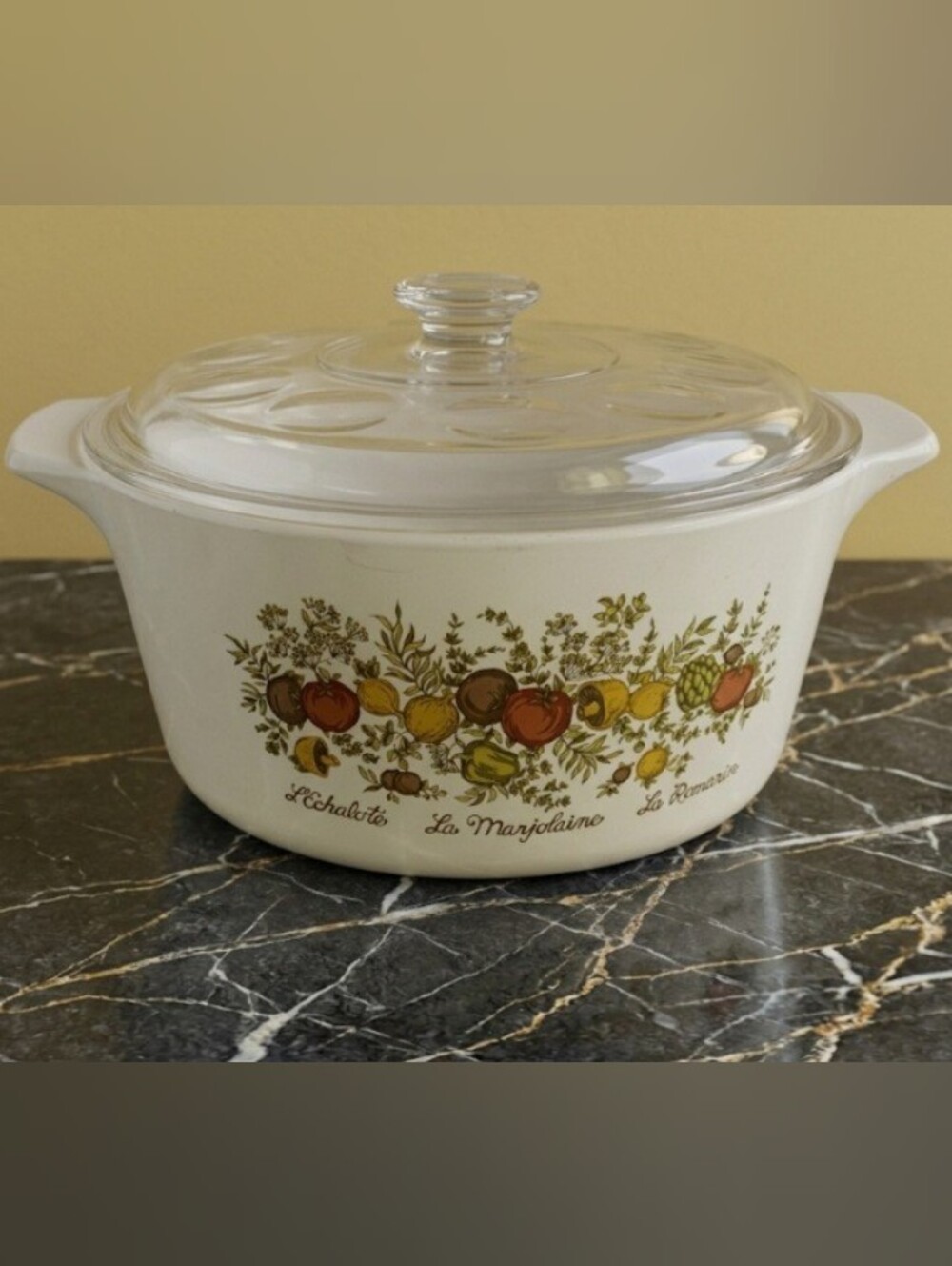 RARE Vintage CORNING WARE B-4-B 4 Quart Spice of Life Dimpled Glass Lid